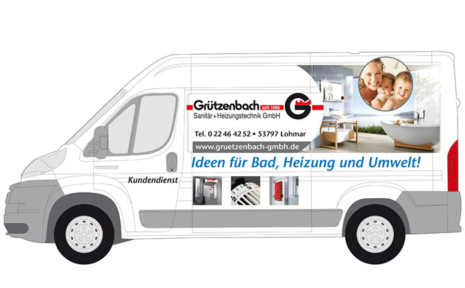 Grützenbach GmbH Sanitär- und Heizungstechnik von Frank Engel - Autobeschriftung Layout